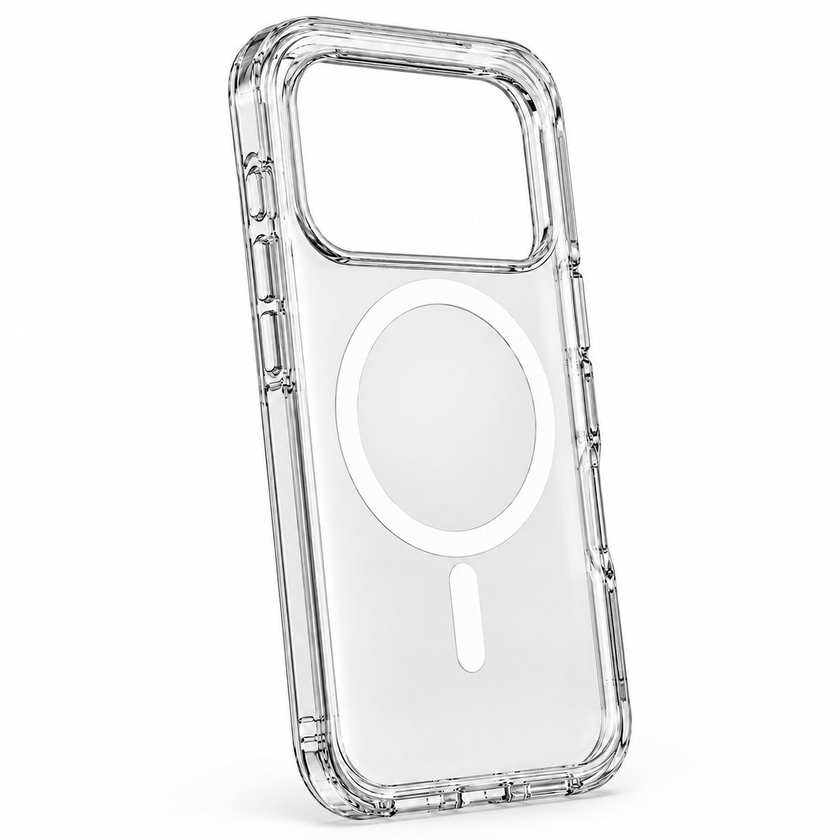 Clear Magnetic iPhone Case with Reinforced Corners — rear three-quarter view